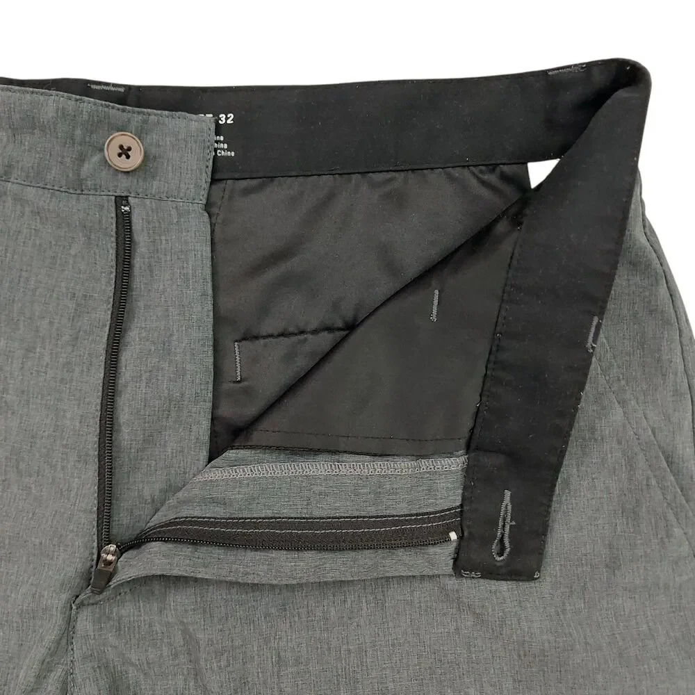RVCA VA Shorts Mens 32 Gray Hybrid Flat Front Lightweight Stretch Surf Skate